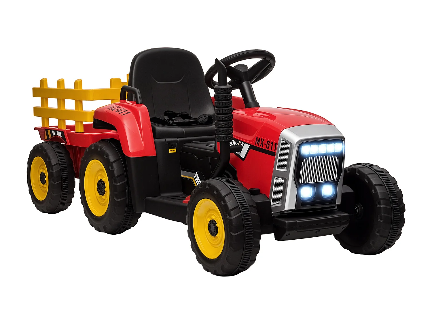 Trattore per bambini 12v con rimorchio e telecomando rosso