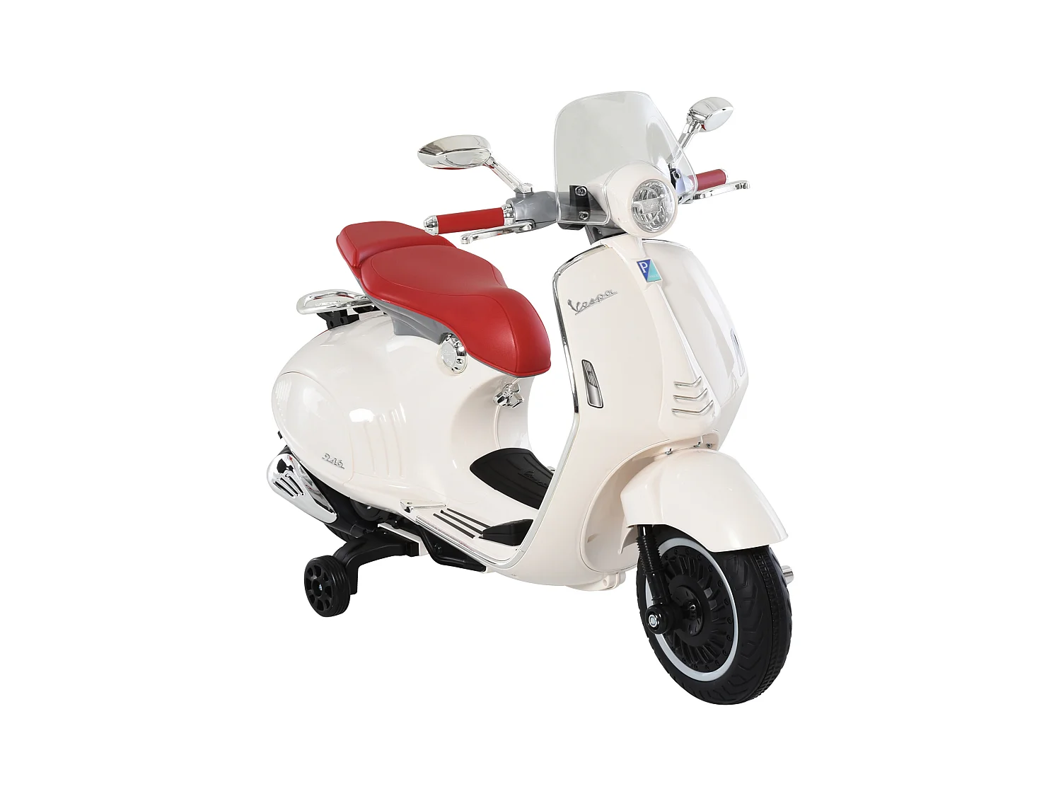 Moto elettrica per bambini con rotelle luci e suoni bianca
