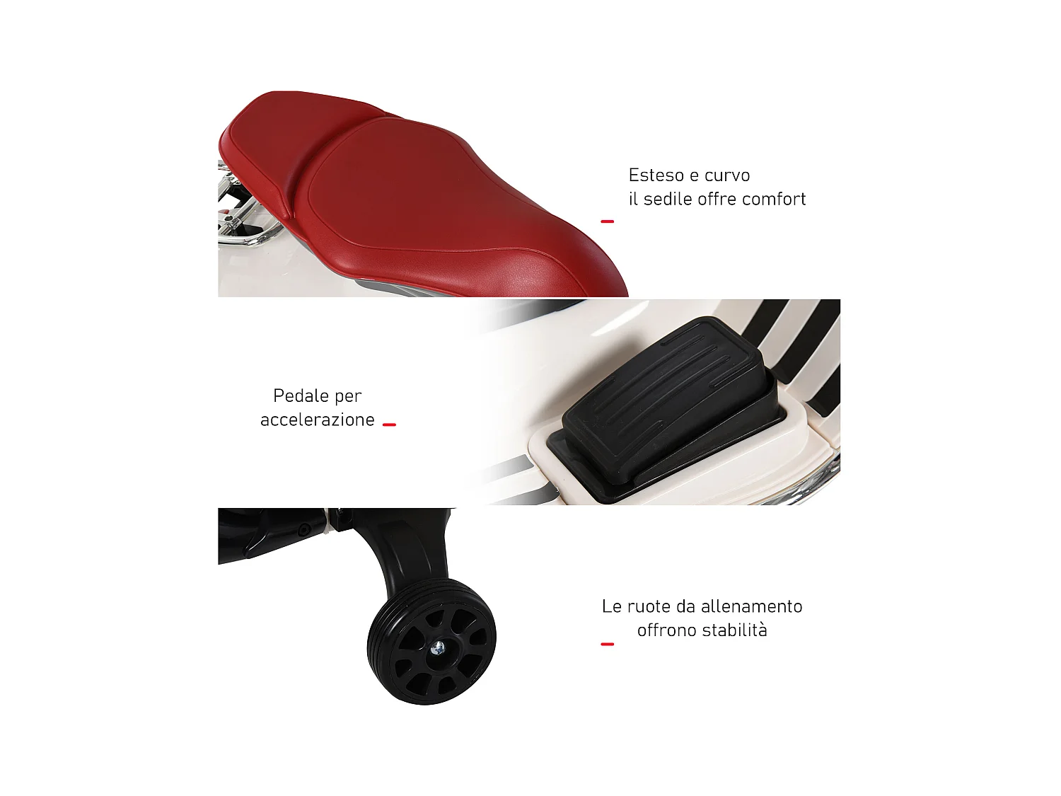 Moto elettrica per bambini con rotelle luci e suoni bianca