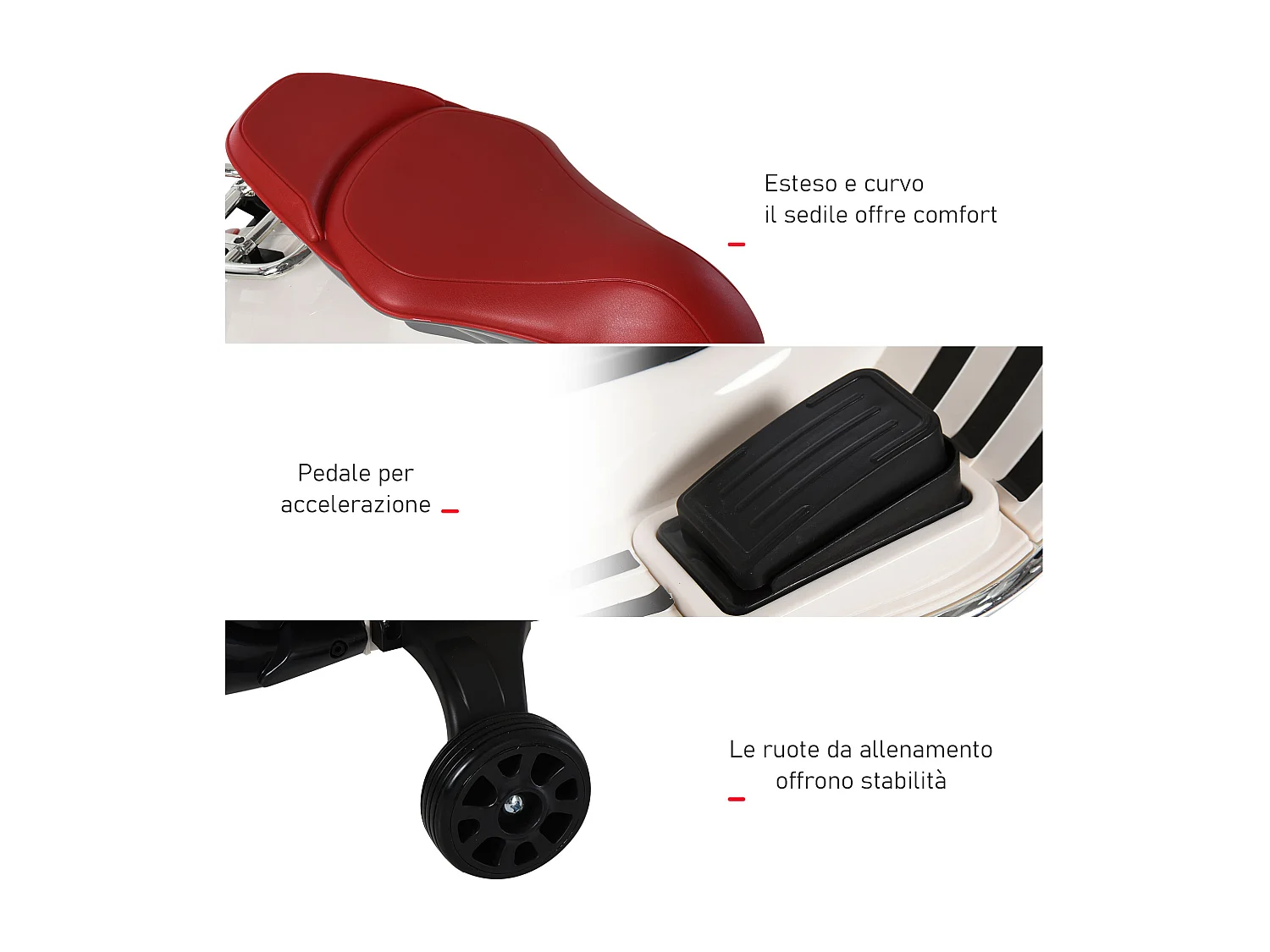 Moto elettrica per bambini con rotelle luci e suoni bianca