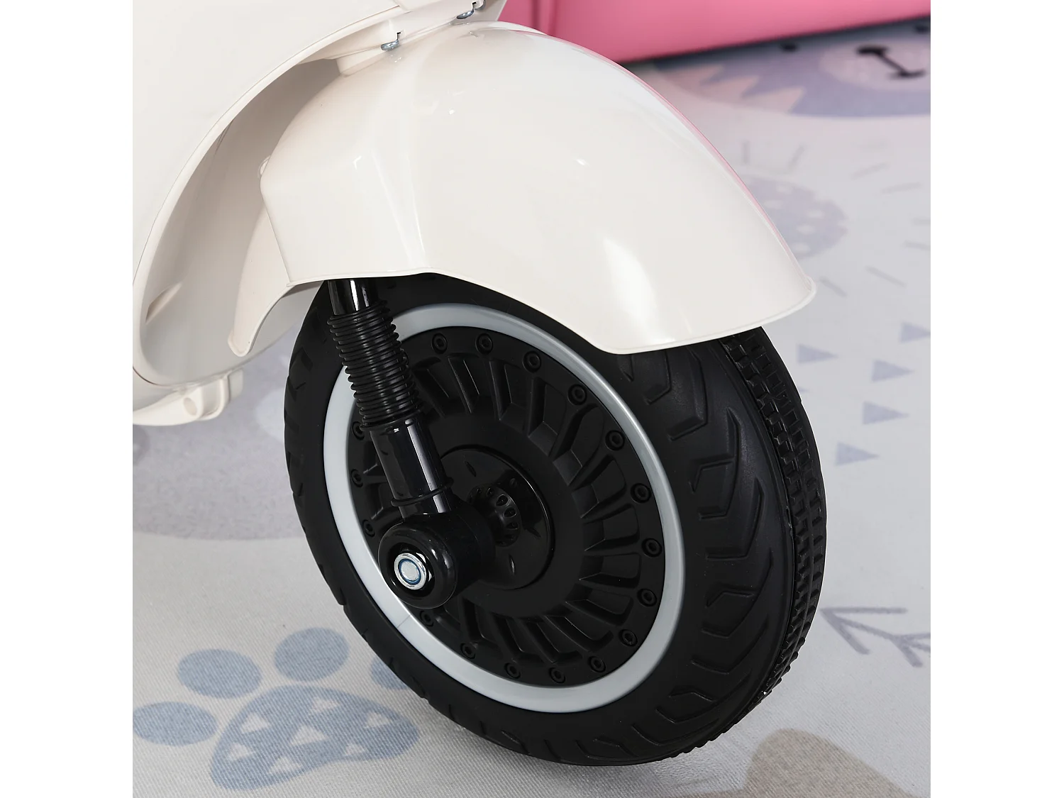 Moto elettrica per bambini con rotelle luci e suoni bianca