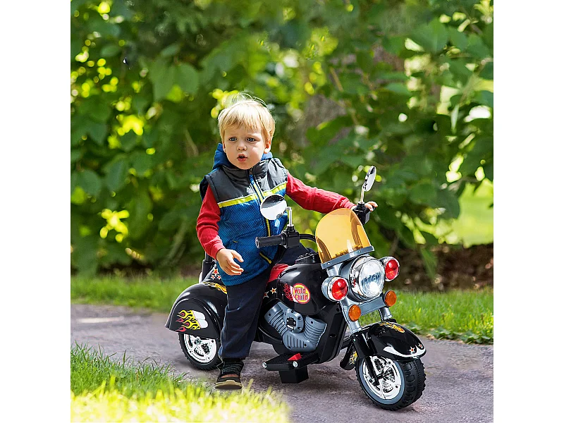 Moto elettrica per bambini da 3-5 anni con 3 ruote nero e rosso