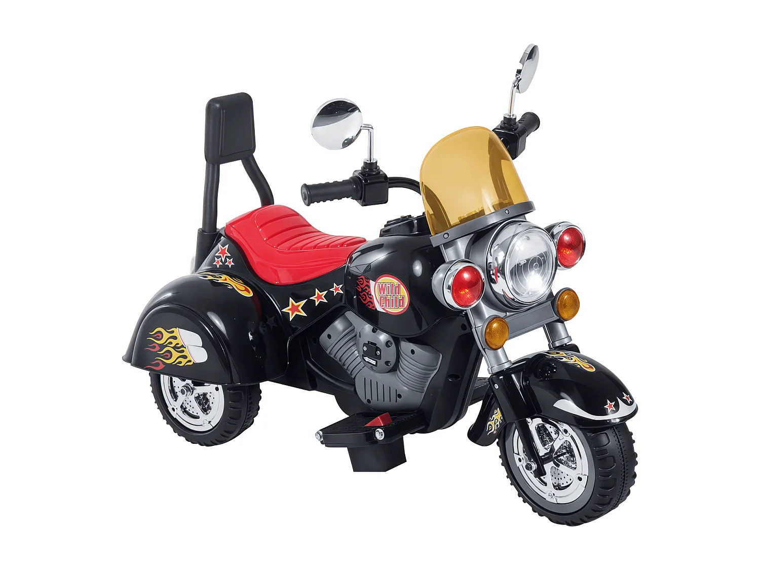 Moto elettrica per bambini da 3-5 anni con 3 ruote nero e rosso