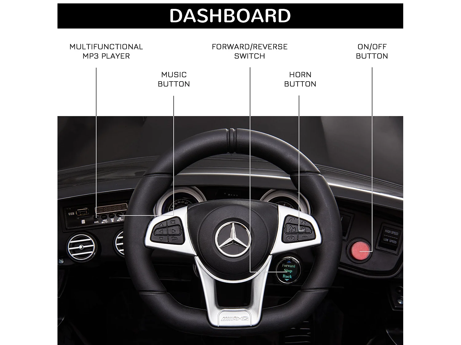 Macchina per bambini 3-5 anni mercedes con telecomando nera