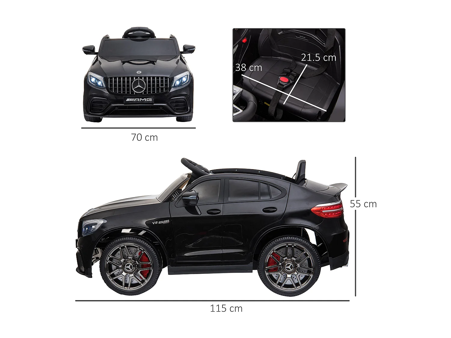 Macchina per bambini 3-5 anni mercedes con telecomando nera