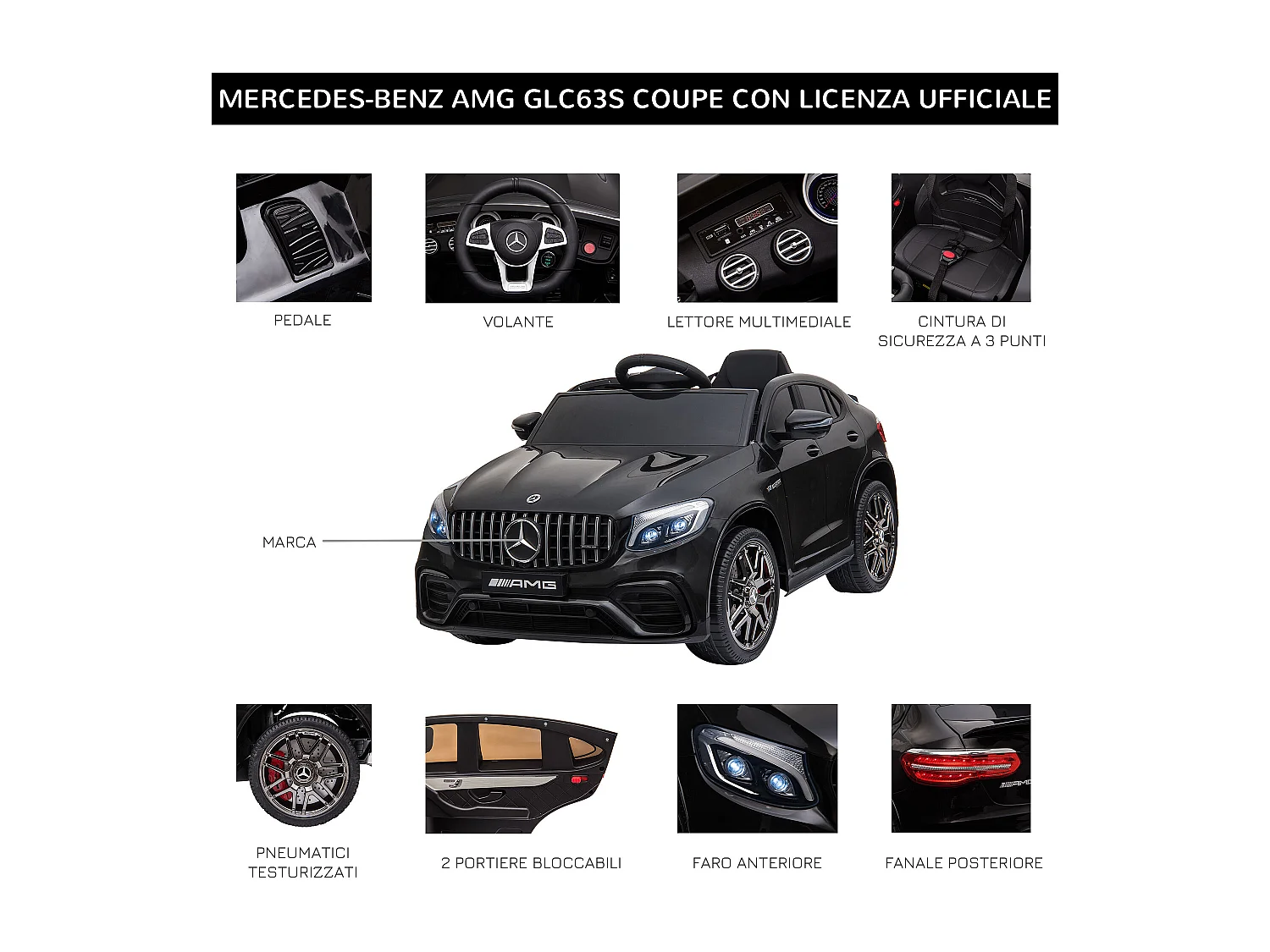 Macchina per bambini 3-5 anni mercedes con telecomando nera