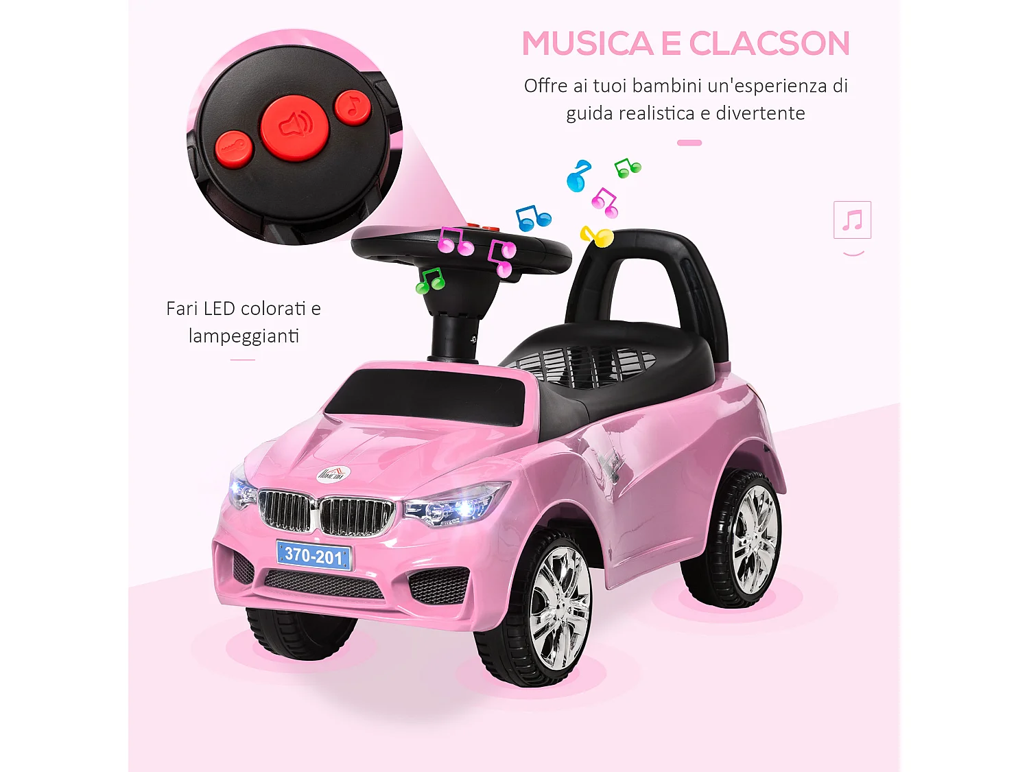Macchinina per bambini cavalcabile volante musiche e luci