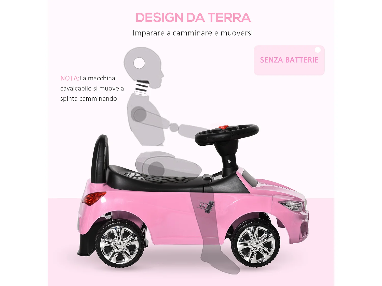 Macchinina per bambini cavalcabile volante musiche e luci