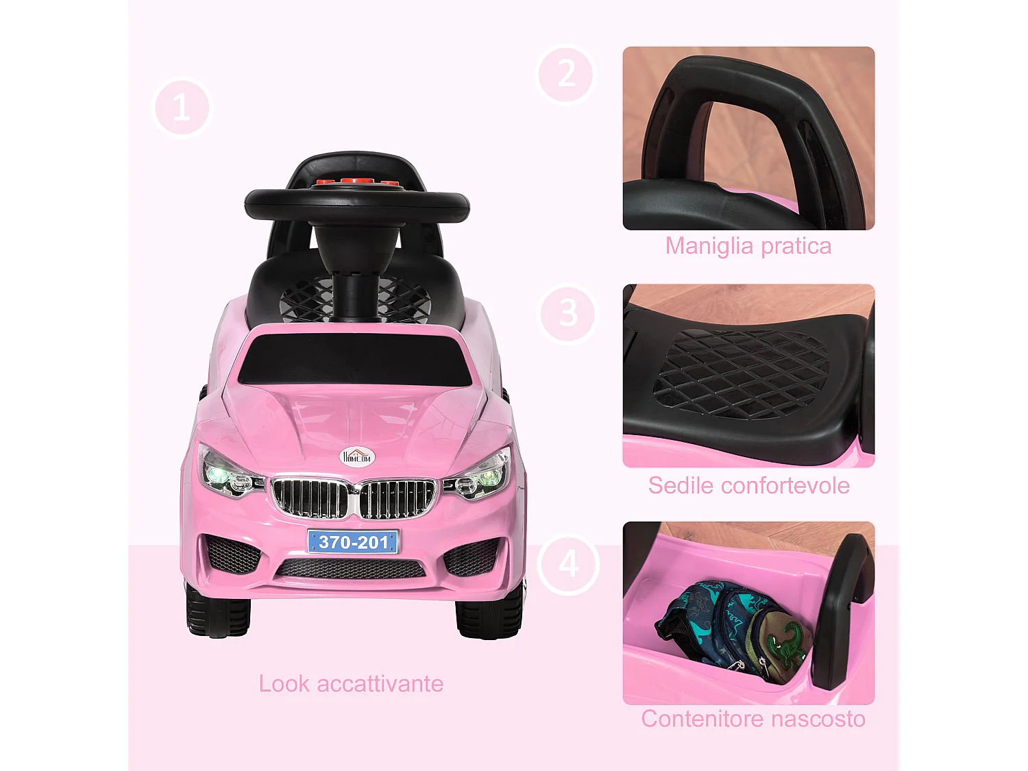 Macchinina per bambini cavalcabile volante musiche e luci