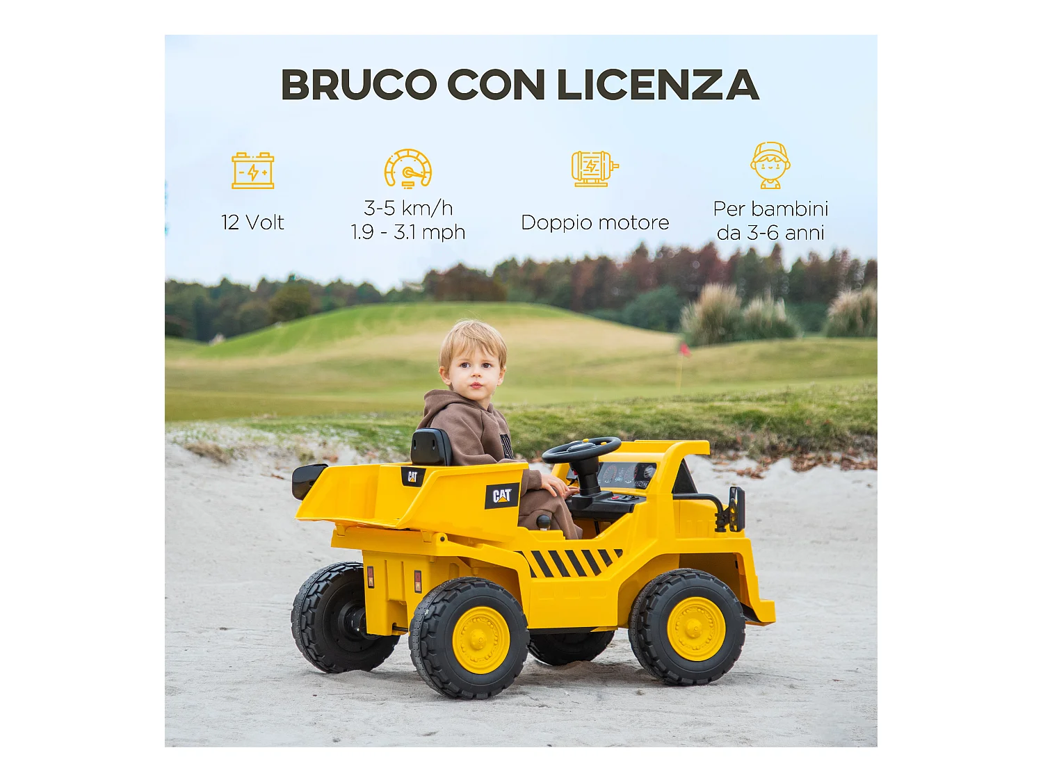 Camion giocattolo licenza caterpillar in pp e metallo giallo