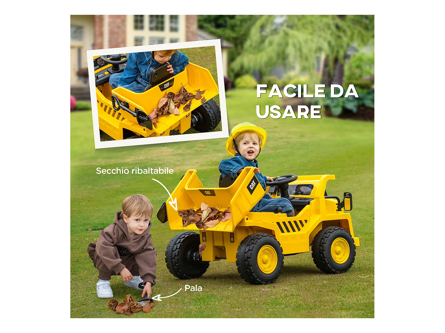 Camion giocattolo licenza caterpillar in pp e metallo giallo