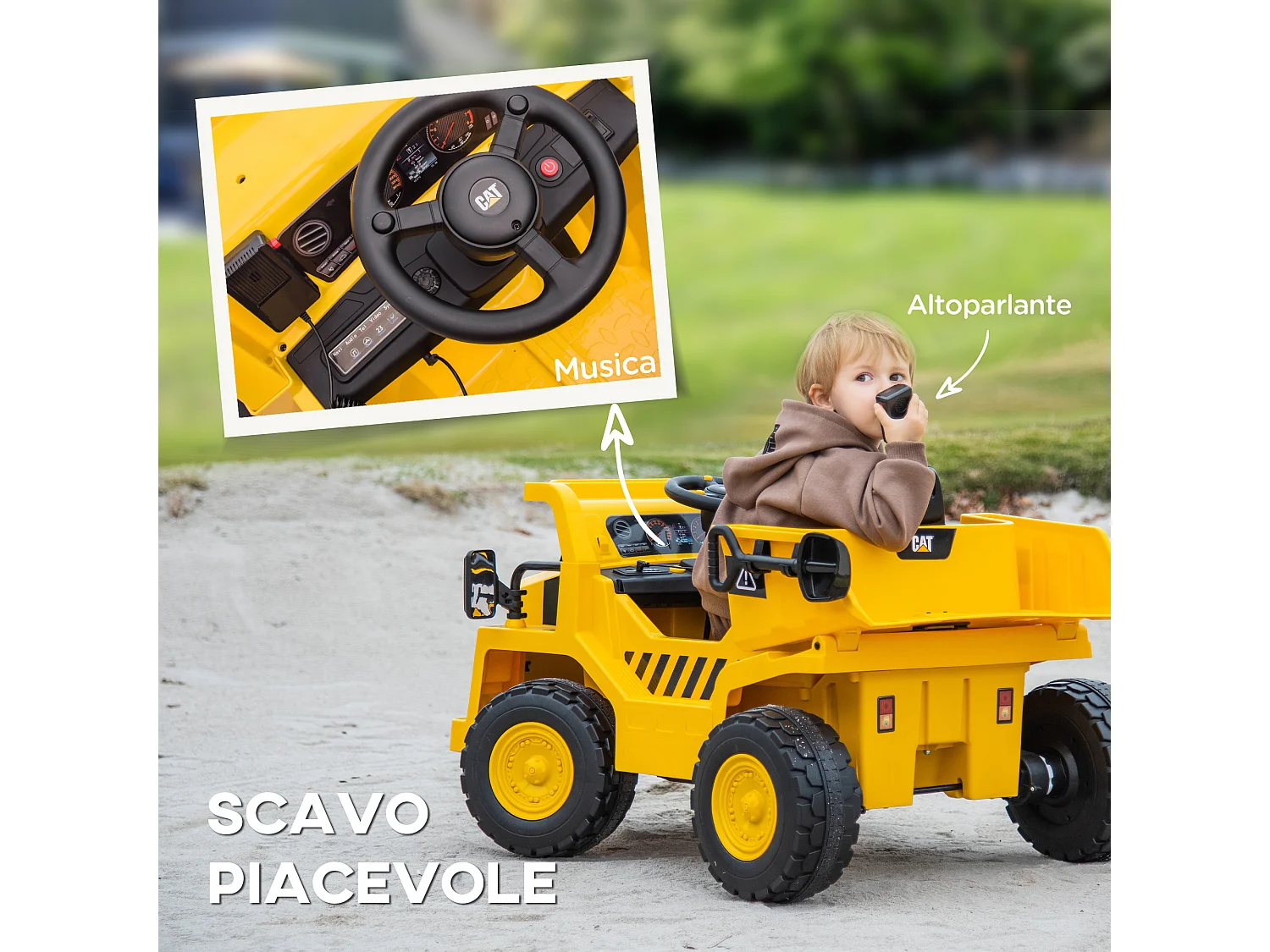 Camion giocattolo licenza caterpillar in pp e metallo giallo