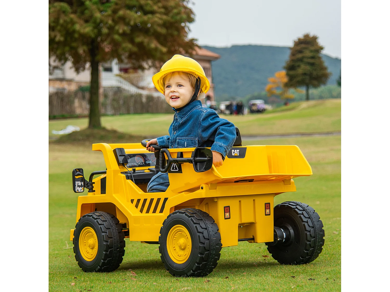 Camion giocattolo licenza caterpillar in pp e metallo giallo