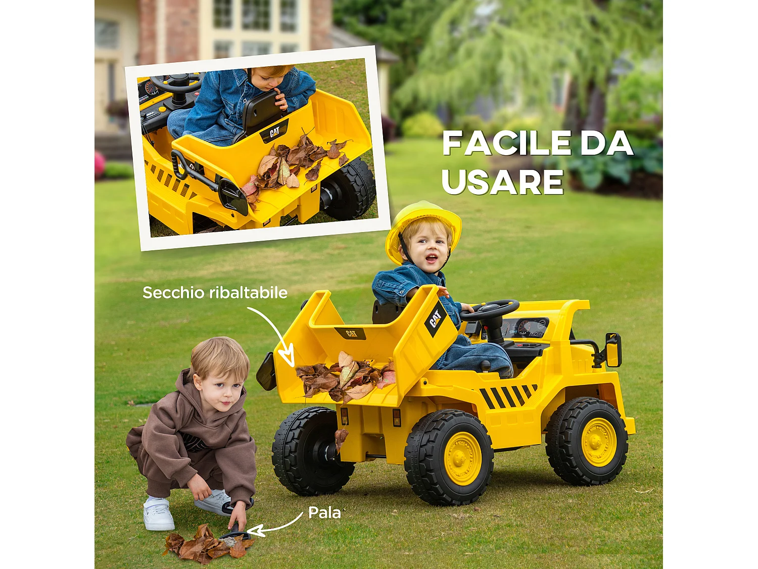 Camion giocattolo licenza caterpillar in pp e metallo giallo