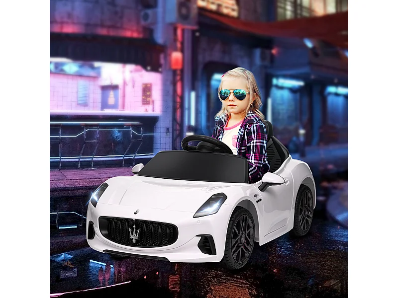 Auto per bambini elettrica maserati con telecomando bianco