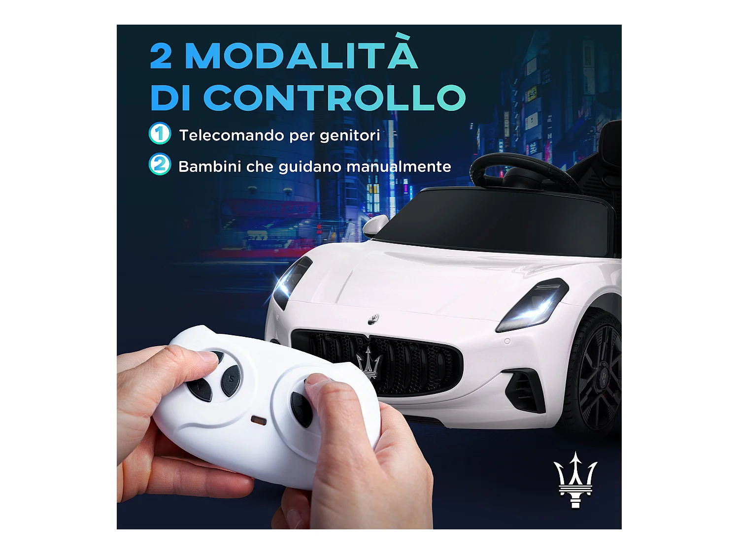Auto per bambini elettrica maserati con telecomando bianco