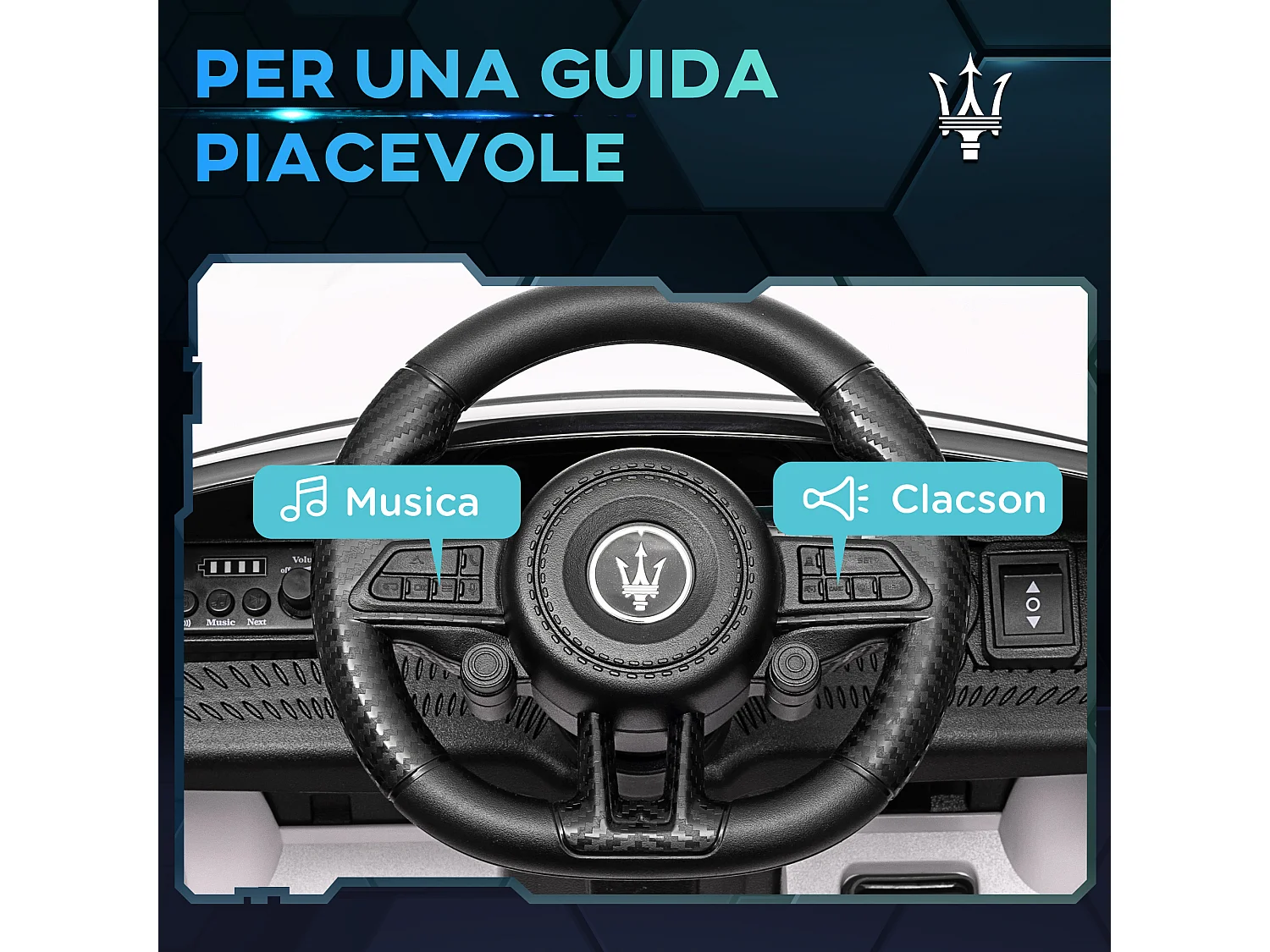 Auto per bambini elettrica maserati con telecomando bianco