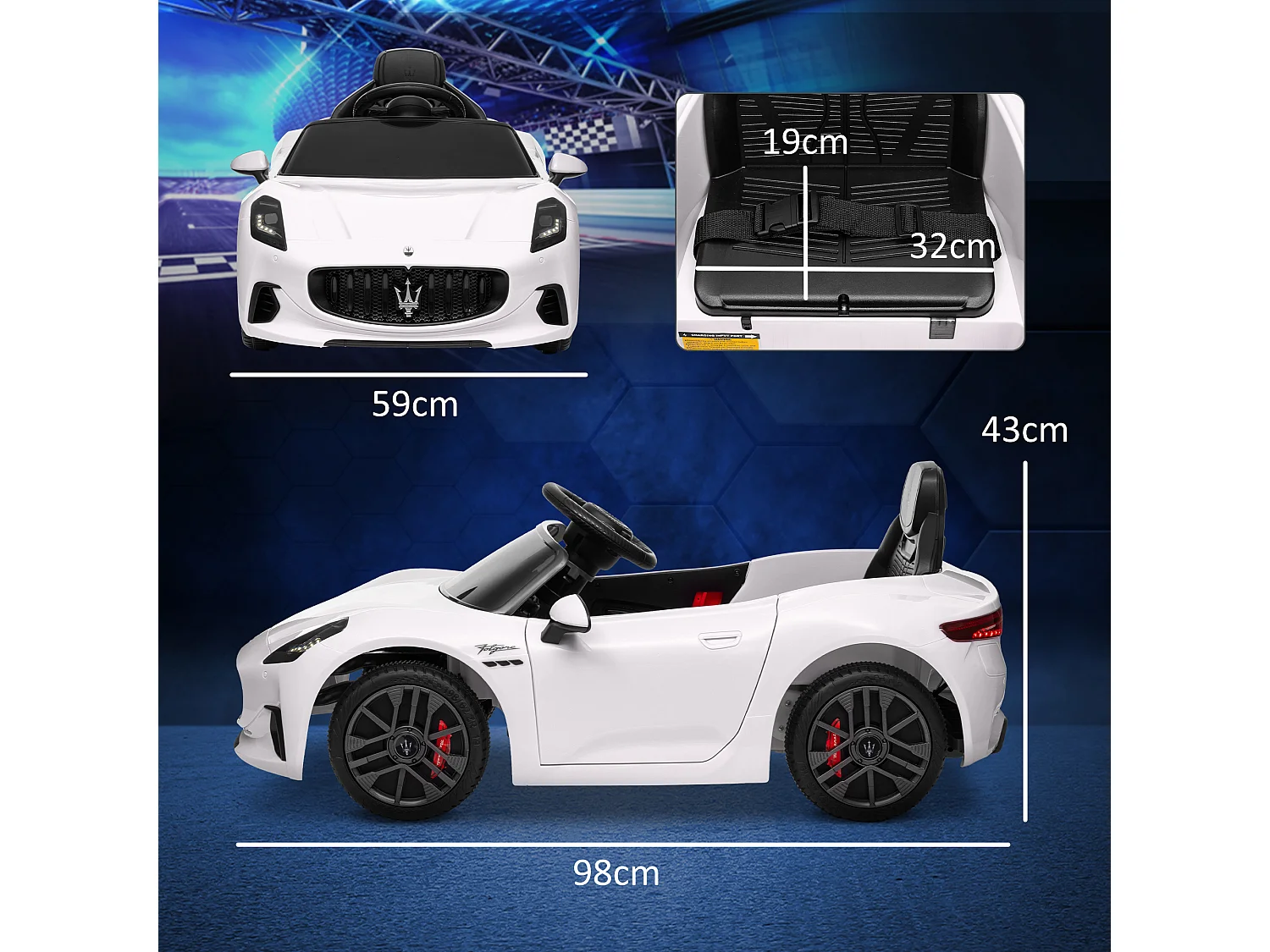 Auto per bambini elettrica maserati con telecomando bianco