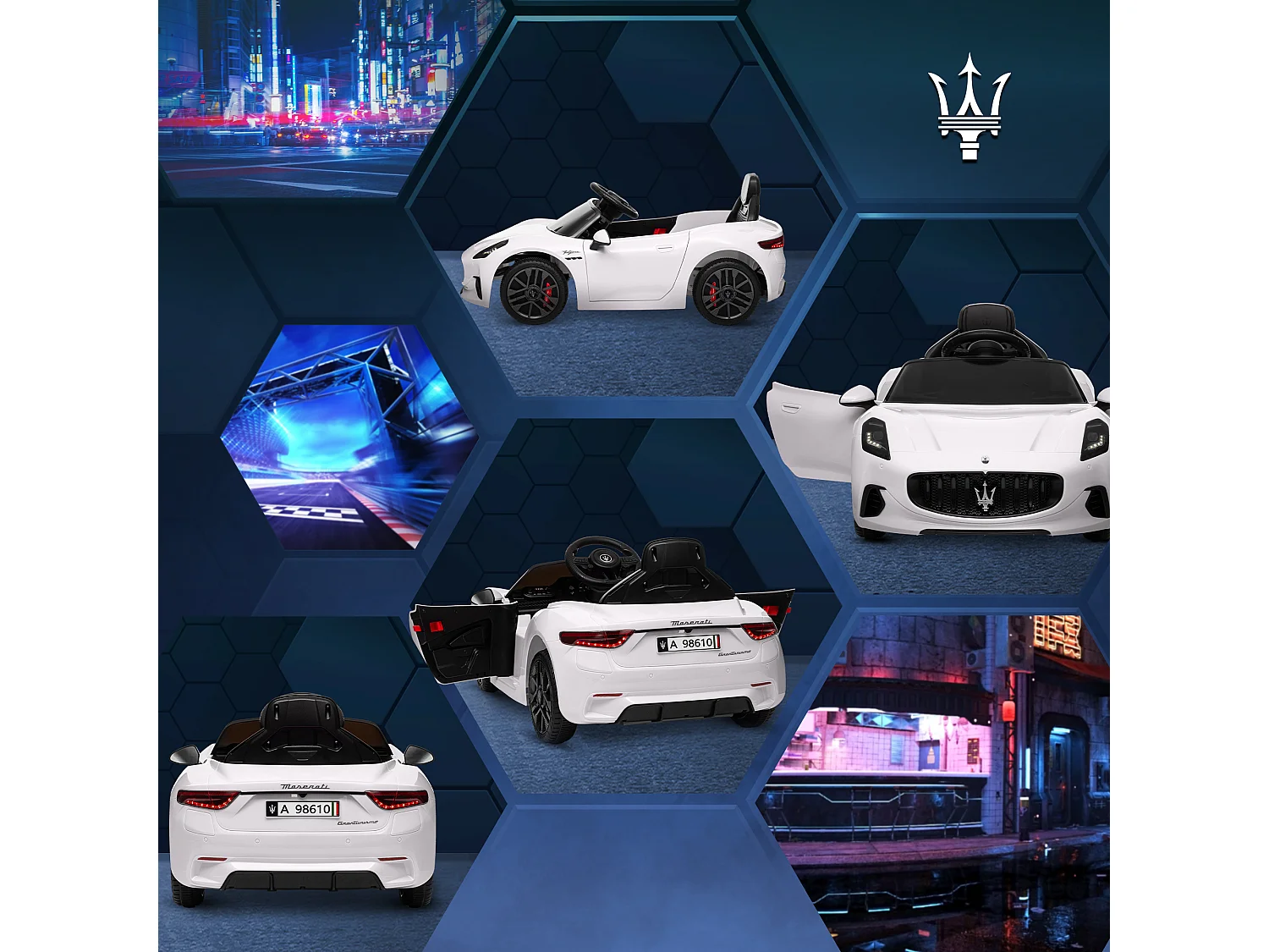 Auto per bambini elettrica maserati con telecomando bianco