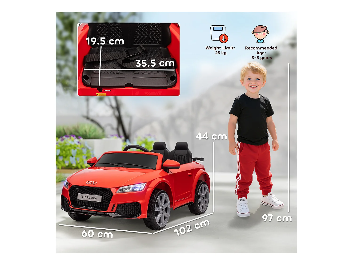 Macchina elettrica per bambini audi tt con telecomando rosso