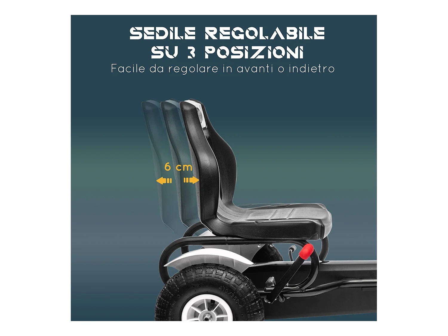 Go kart a pedali per bambini 5-12 anni in plastica e metallo