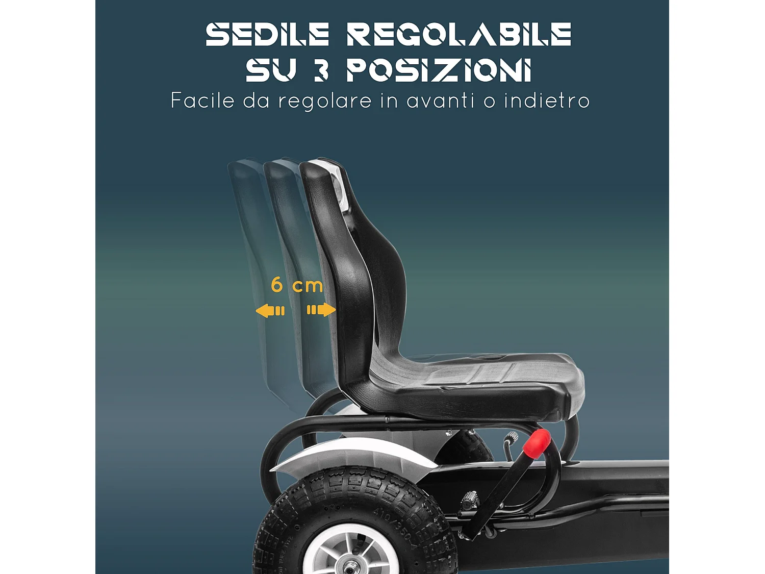 Go kart a pedali per bambini 5-12 anni in plastica e metallo