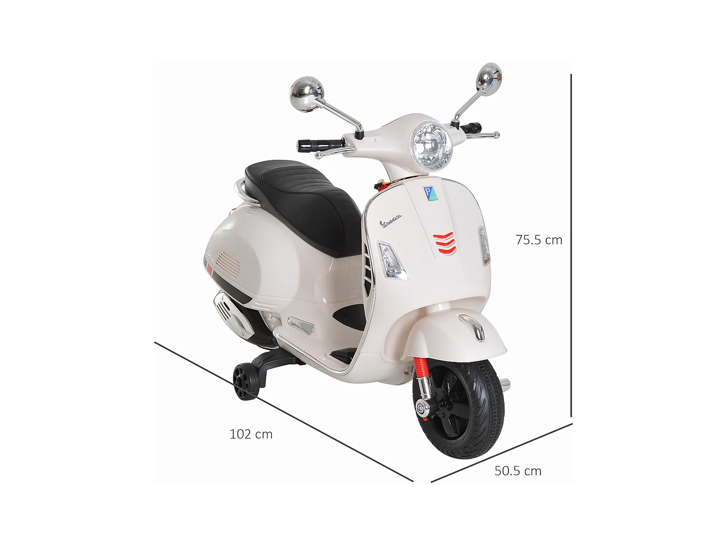 Moto elettrica per bambini 3-6 anni design vespa con suoni bianco