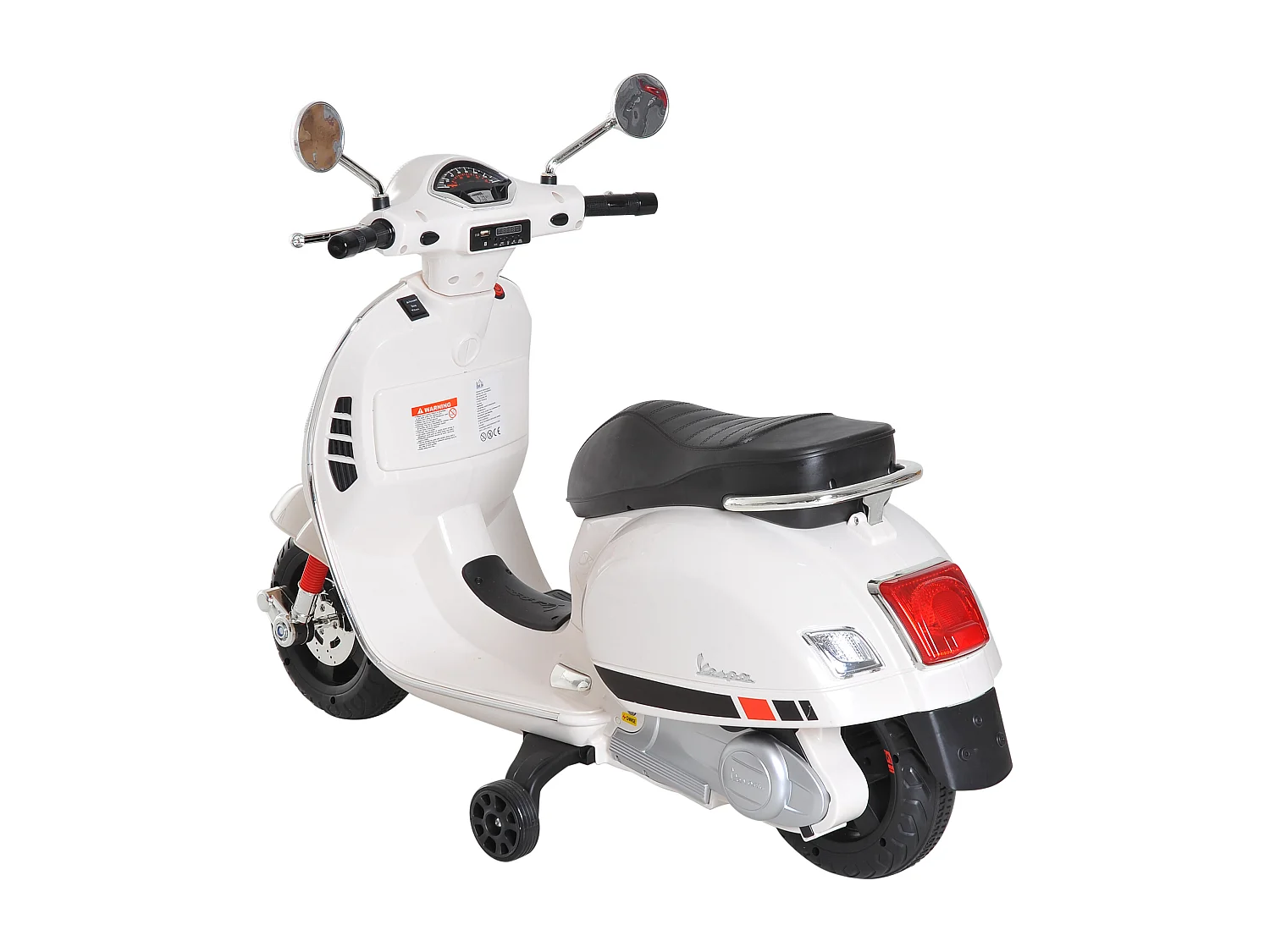 Moto elettrica per bambini 3-6 anni design vespa con suoni bianco