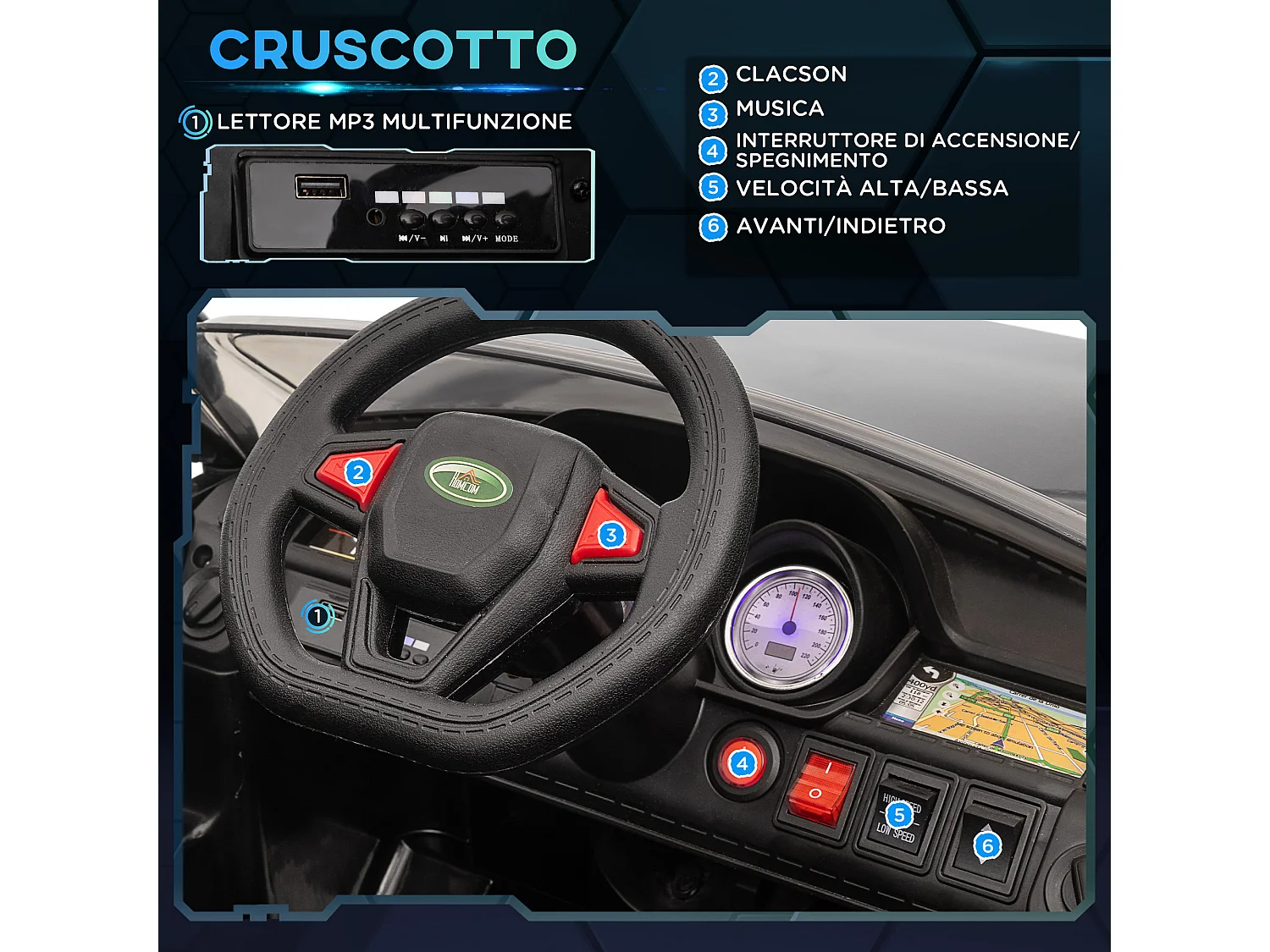 Macchina elettrica per bambini 3-6 anni con telecomando nero