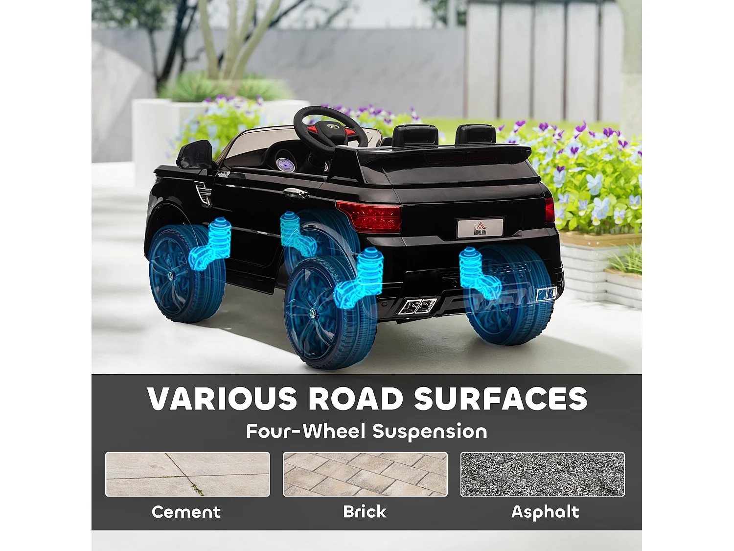 Macchina elettrica per bambini 3-6 anni con telecomando nero
