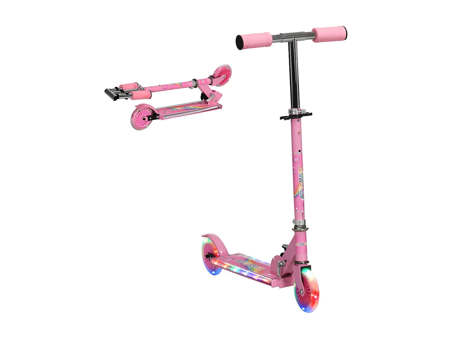 Monopattino per bambini 3-7 anni pieghevole a 2 ruote rosa