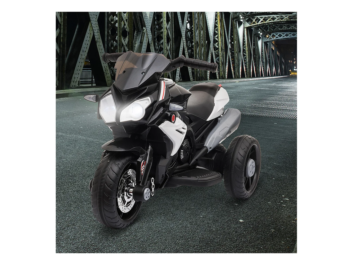 Moto elettrica bimbi 3-5 anni batteria 6v velocità 3km/h nera