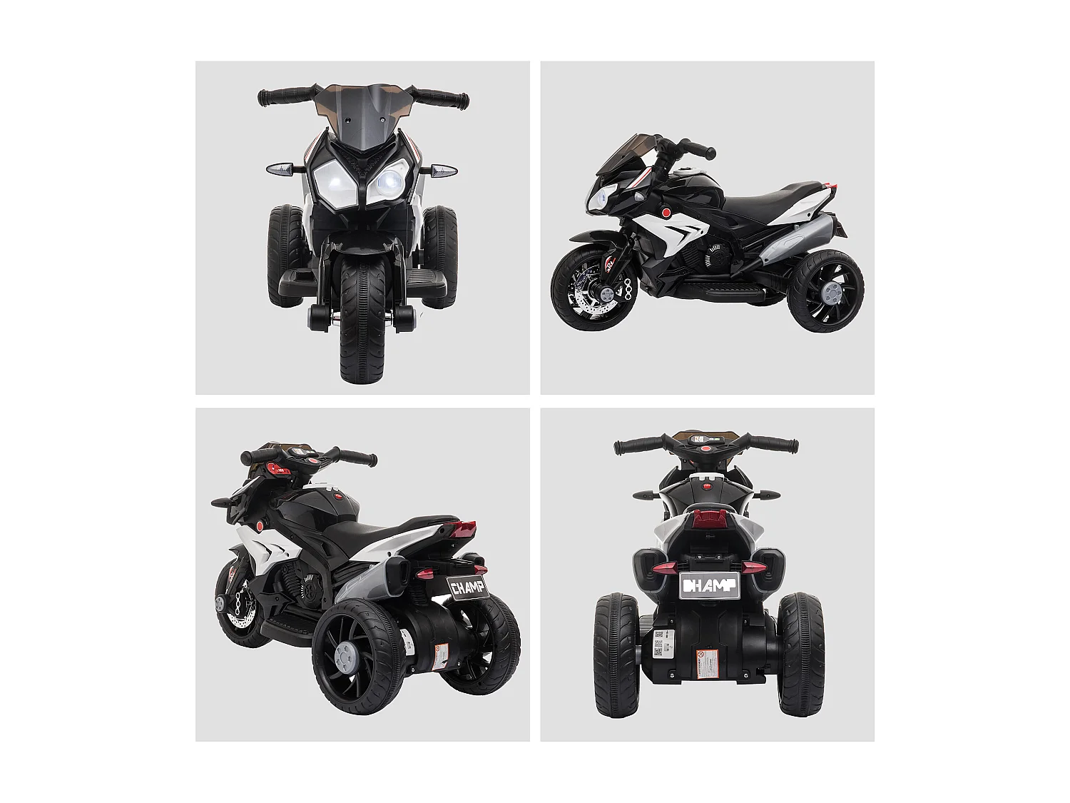 Moto elettrica bimbi 3-5 anni batteria 6v velocità 3km/h nera