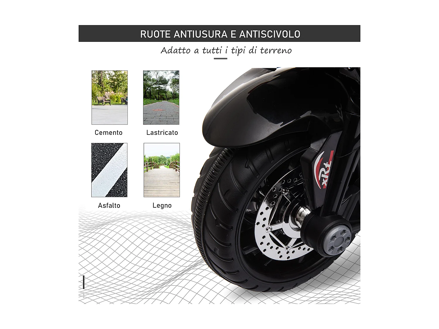 Moto elettrica bimbi 3-5 anni batteria 6v velocità 3km/h nera