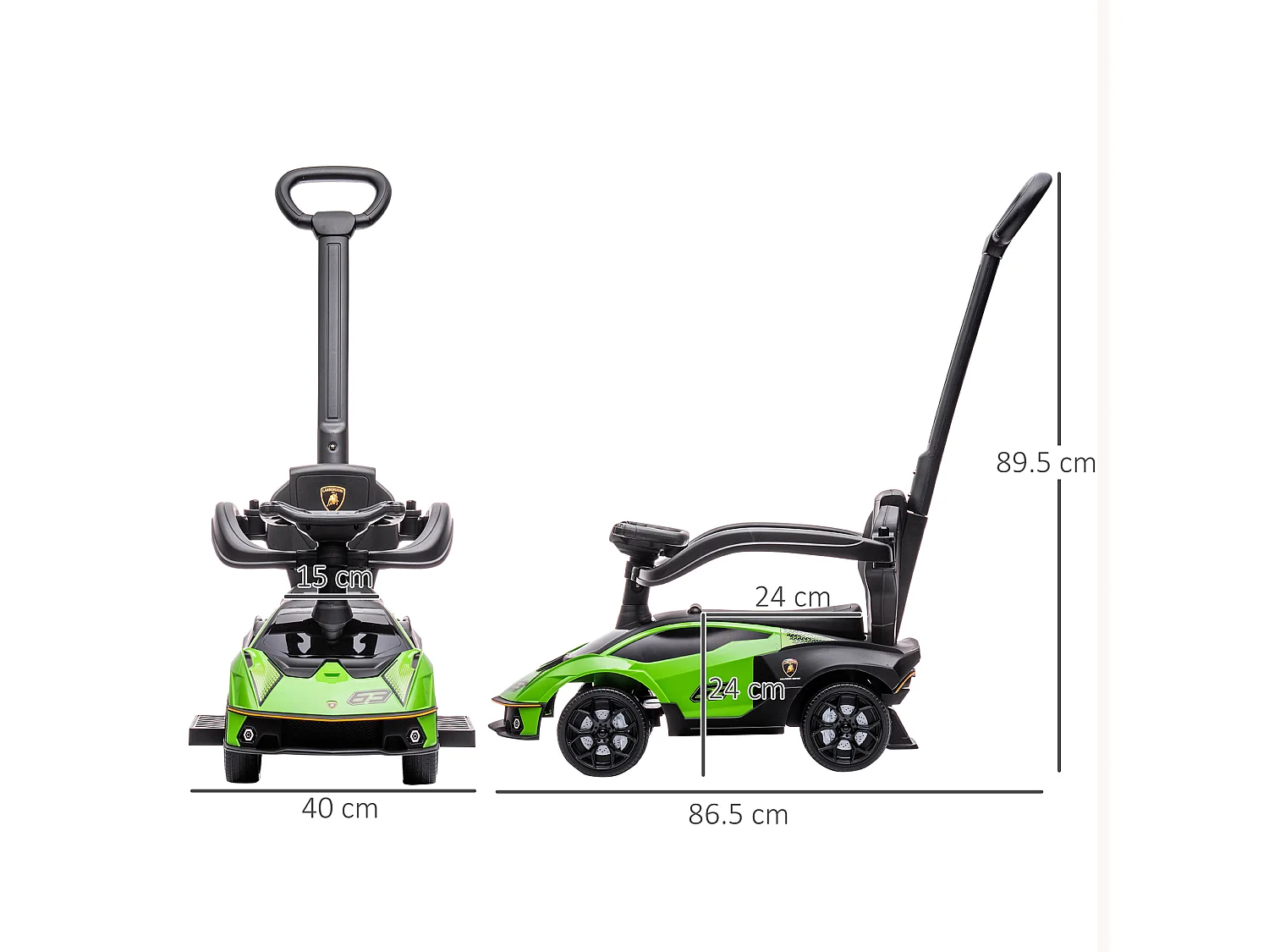 Macchina per bambini a spinta 2 in 1 maniglione e barriera