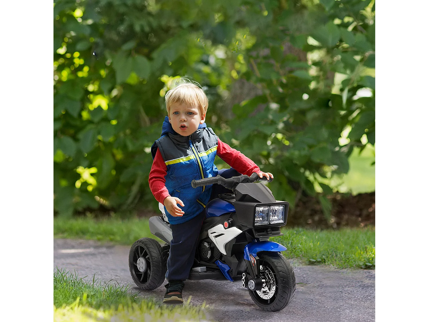 Moto elettrica per bambini 3-6 anni con 3 ruote batteria 6v blu