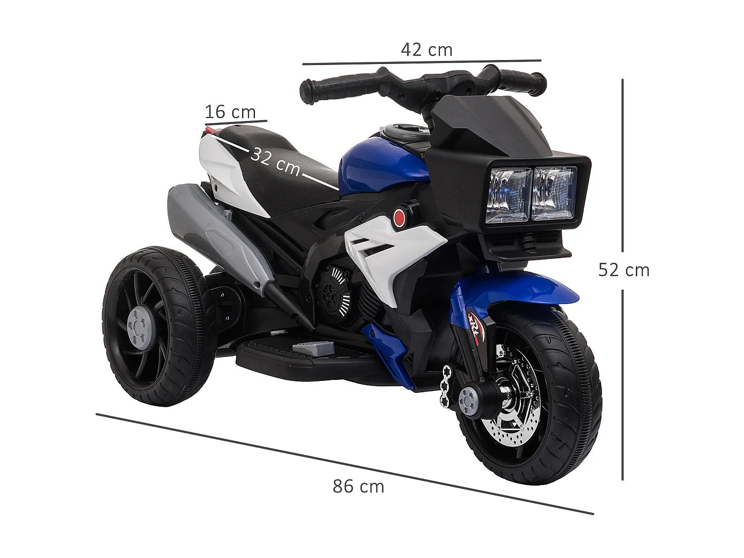 Moto elettrica per bambini 3-6 anni con 3 ruote batteria 6v blu