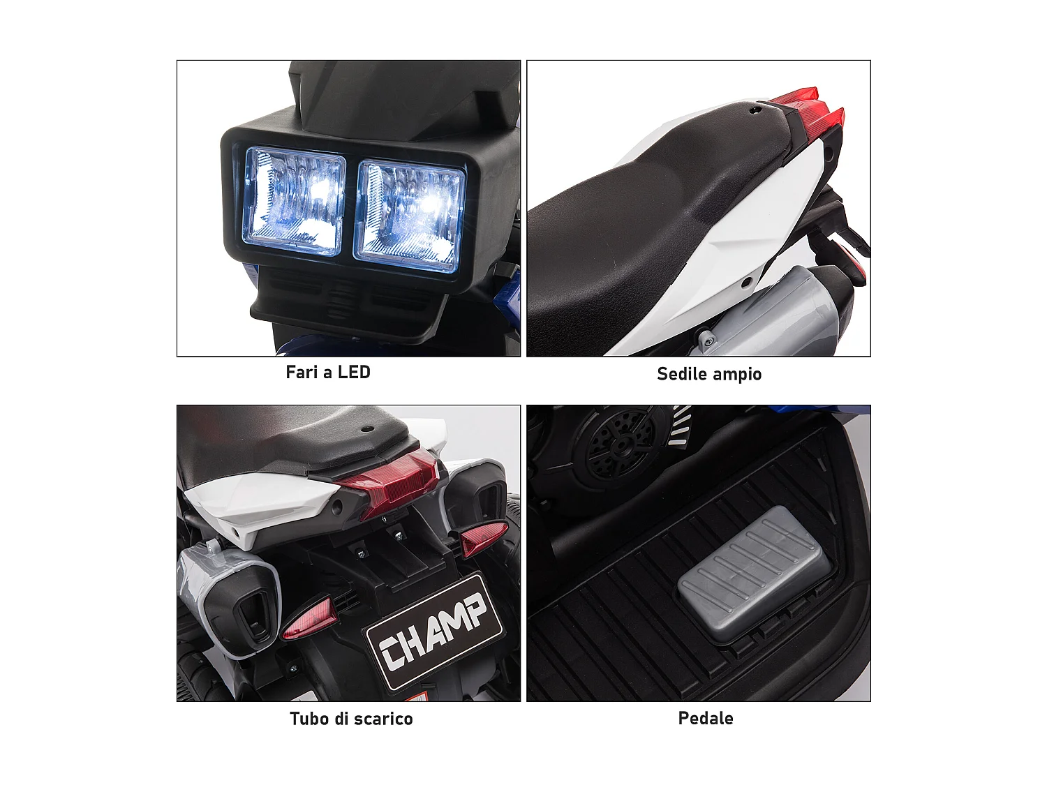 Moto elettrica per bambini 3-6 anni con 3 ruote batteria 6v blu