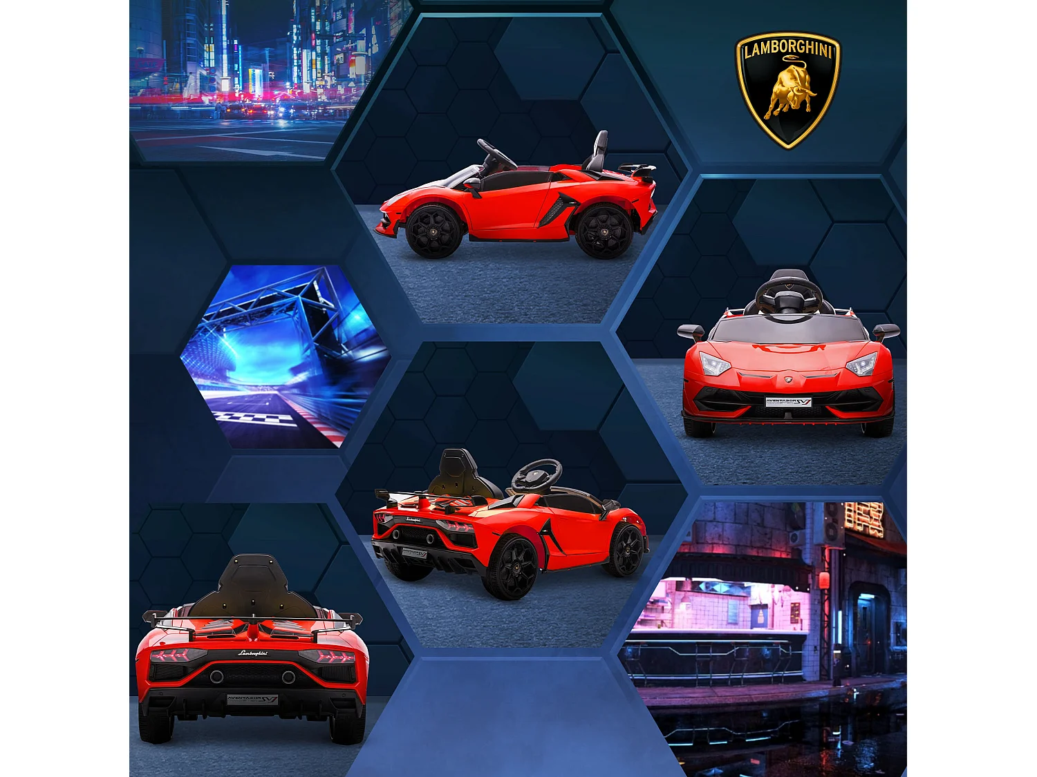 Macchina elettrica per bambini con clacson musica e telecomando