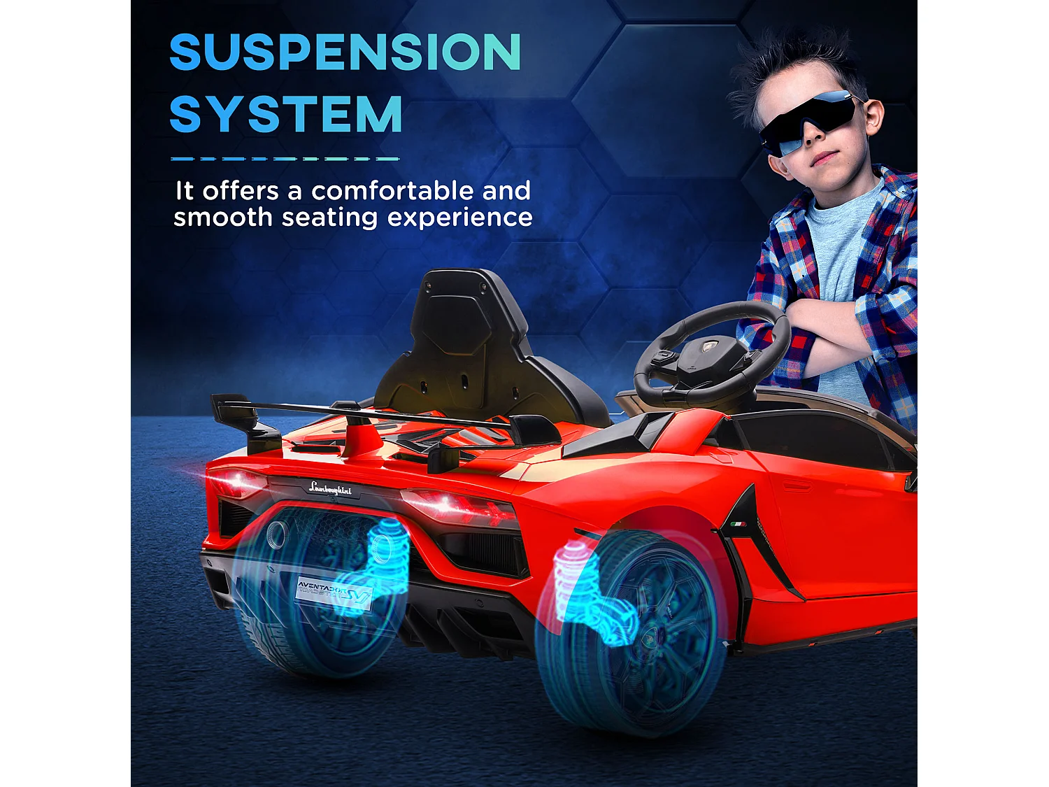 Macchina elettrica per bambini con clacson musica e telecomando