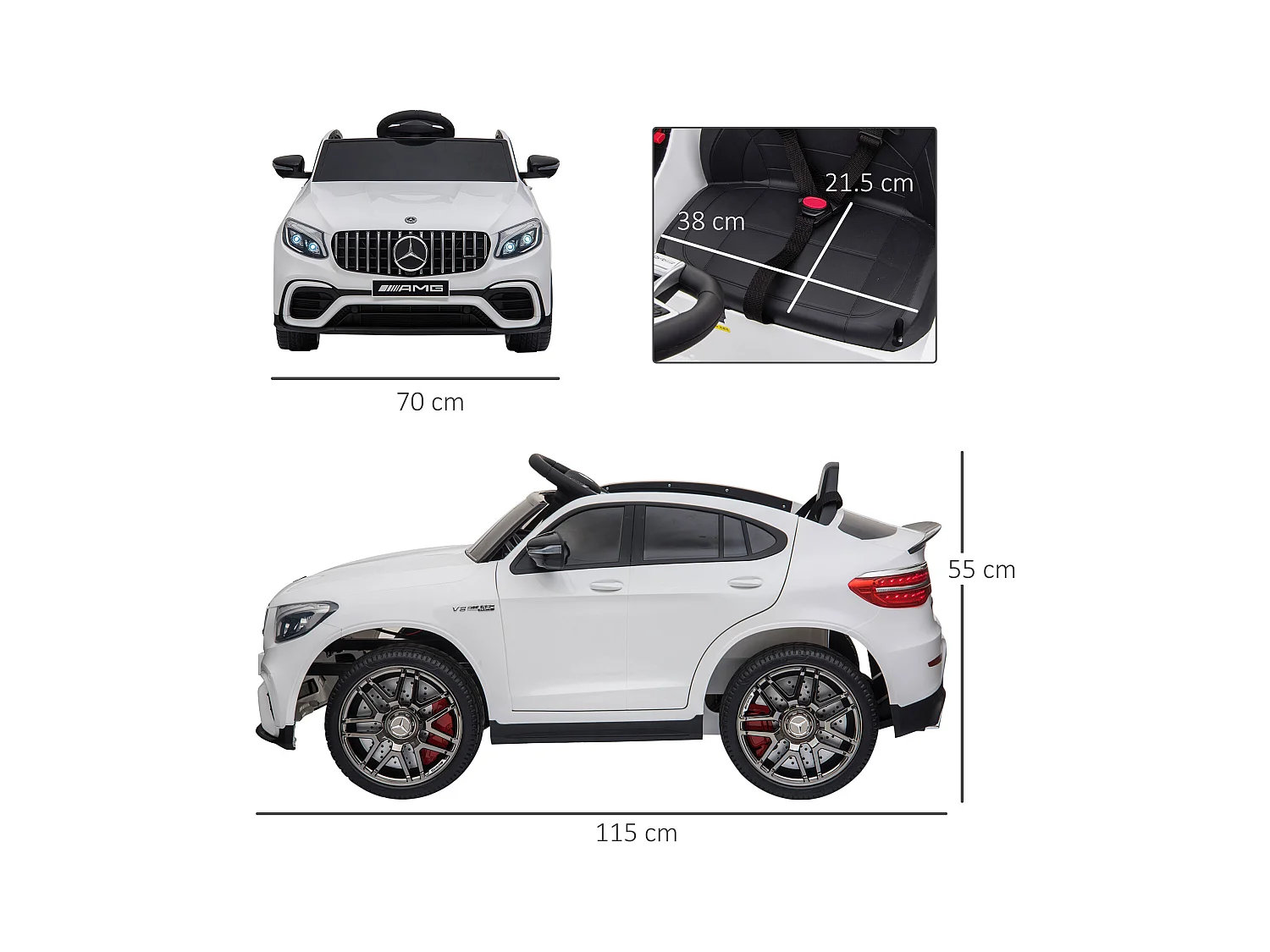 Macchina per bambini 3-5 anni mercedes con telecomando bianco