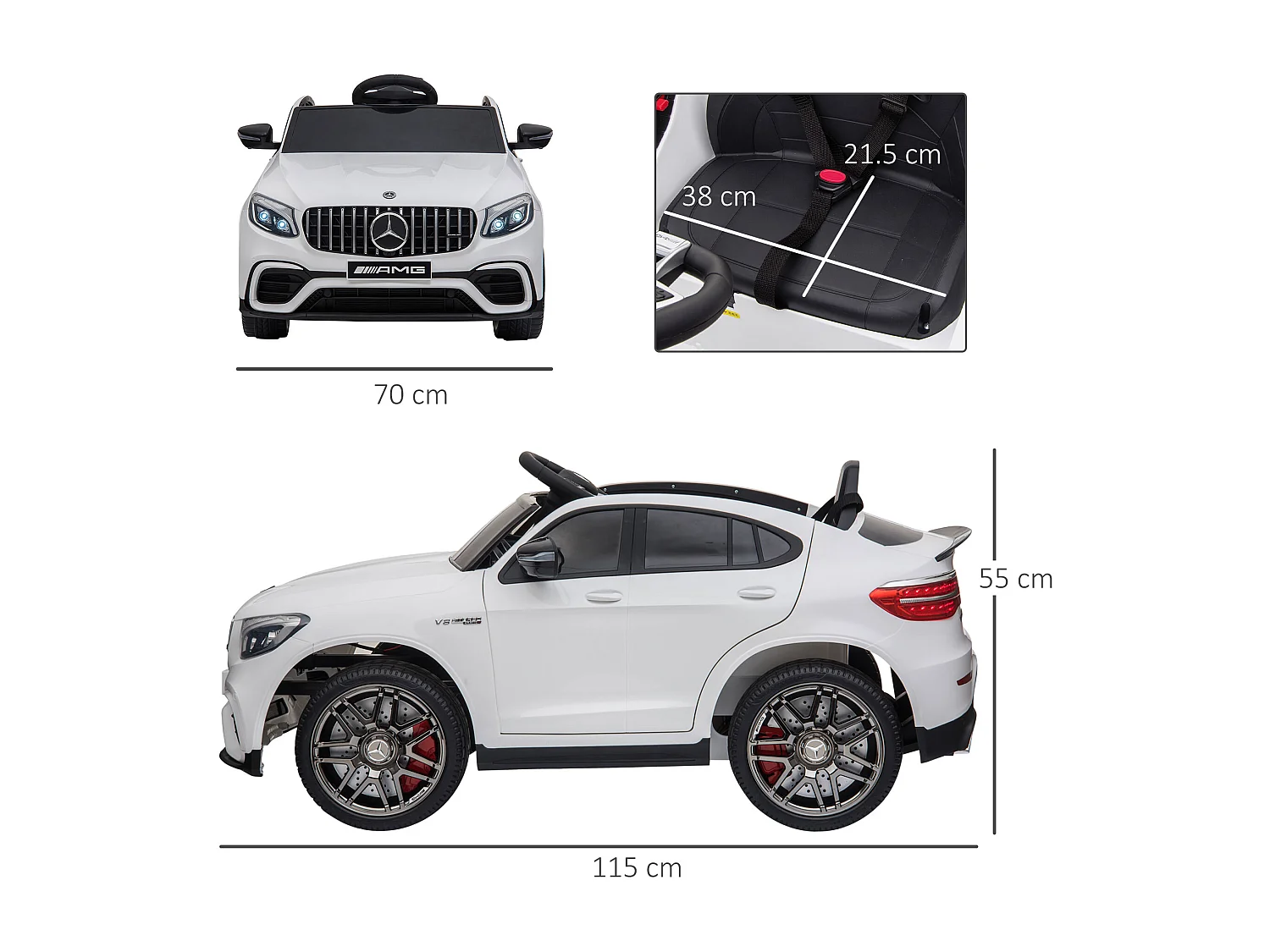 Macchina per bambini 3-5 anni mercedes con telecomando bianco