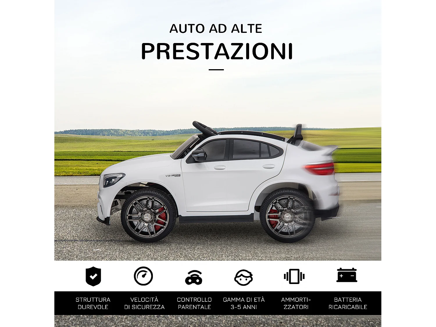 Macchina per bambini 3-5 anni mercedes con telecomando bianco