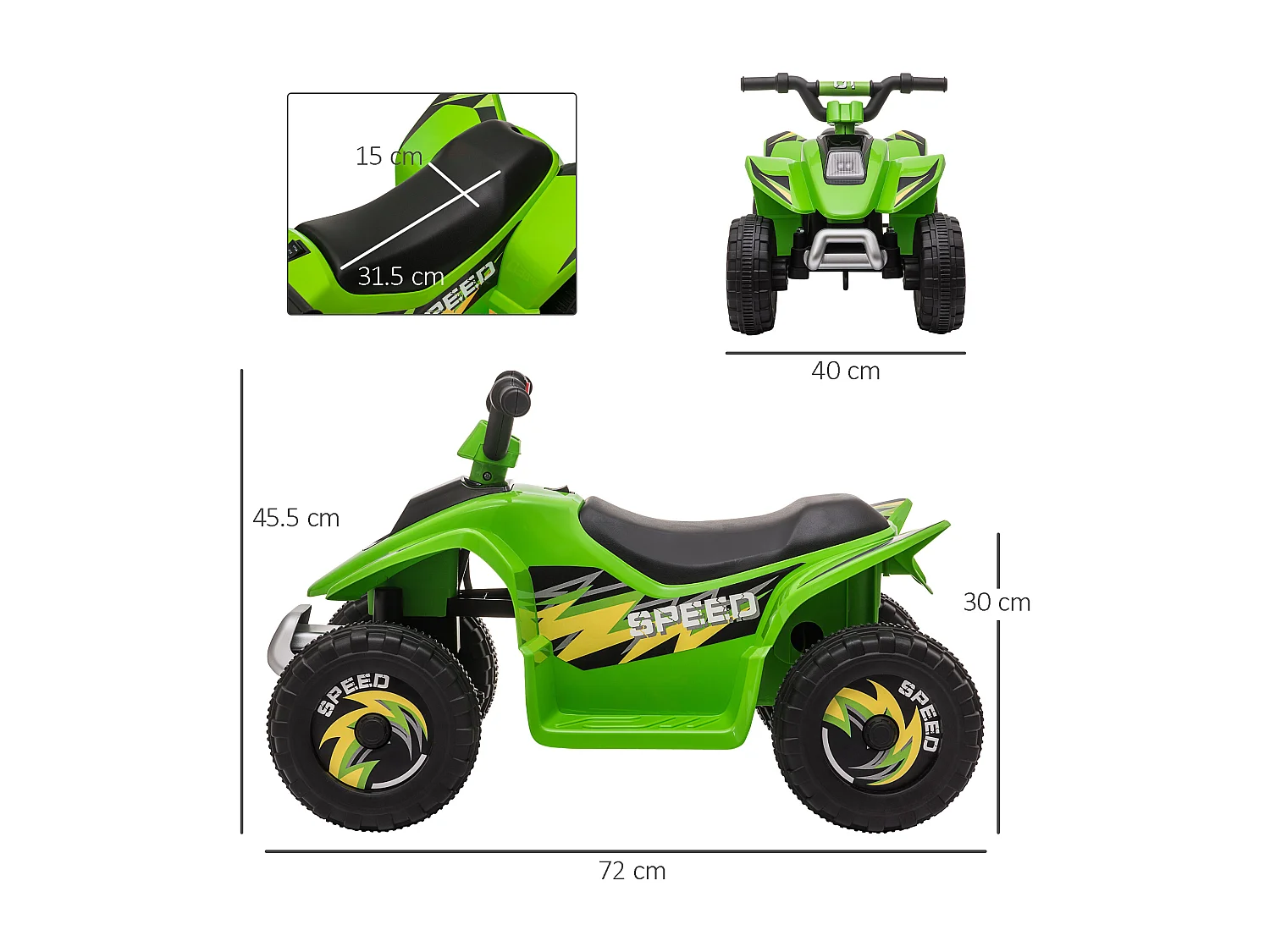 Quad elettrico per bambini 18-36 mesi a 6v verde