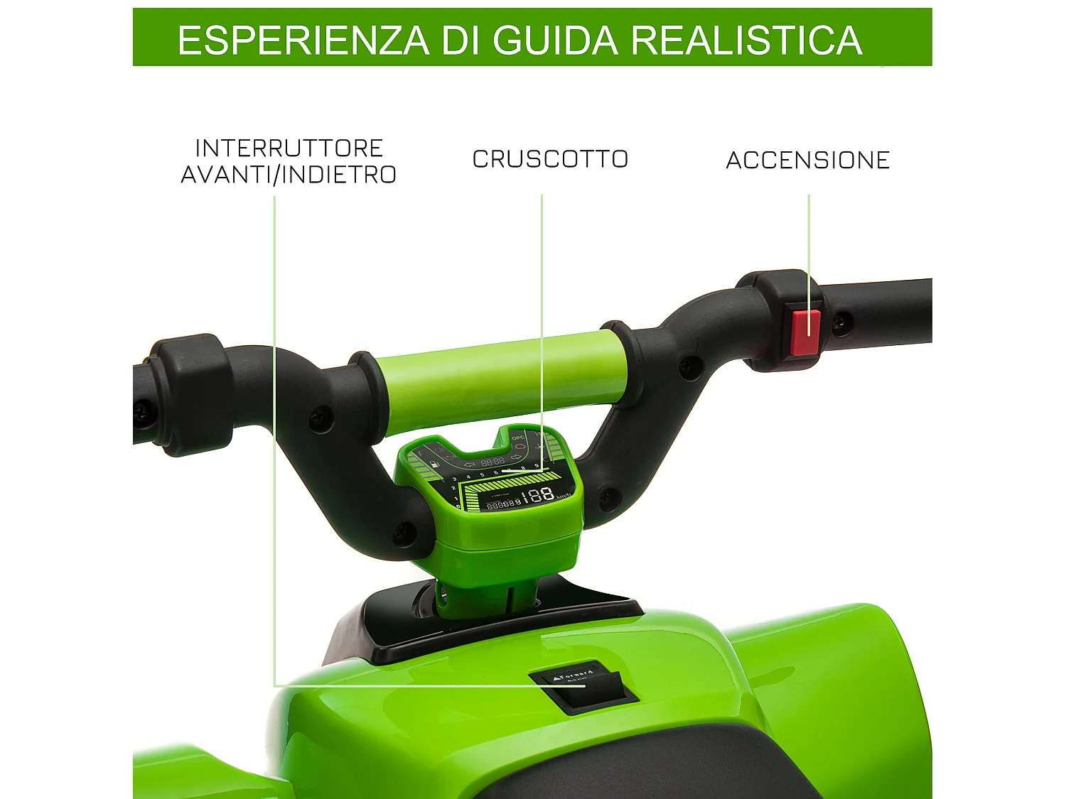 Quad elettrico per bambini 18-36 mesi a 6v verde