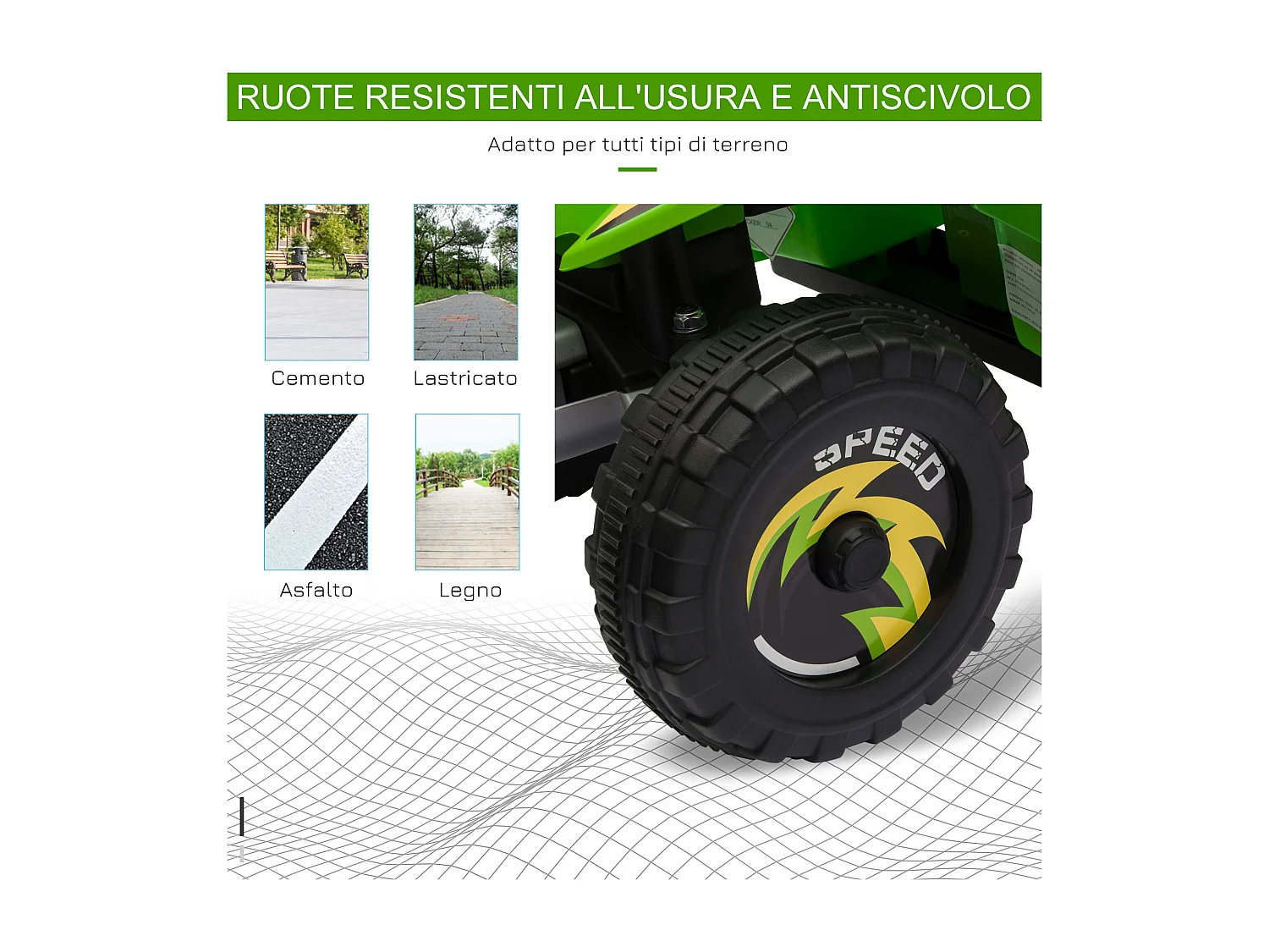 Quad elettrico per bambini 18-36 mesi a 6v verde