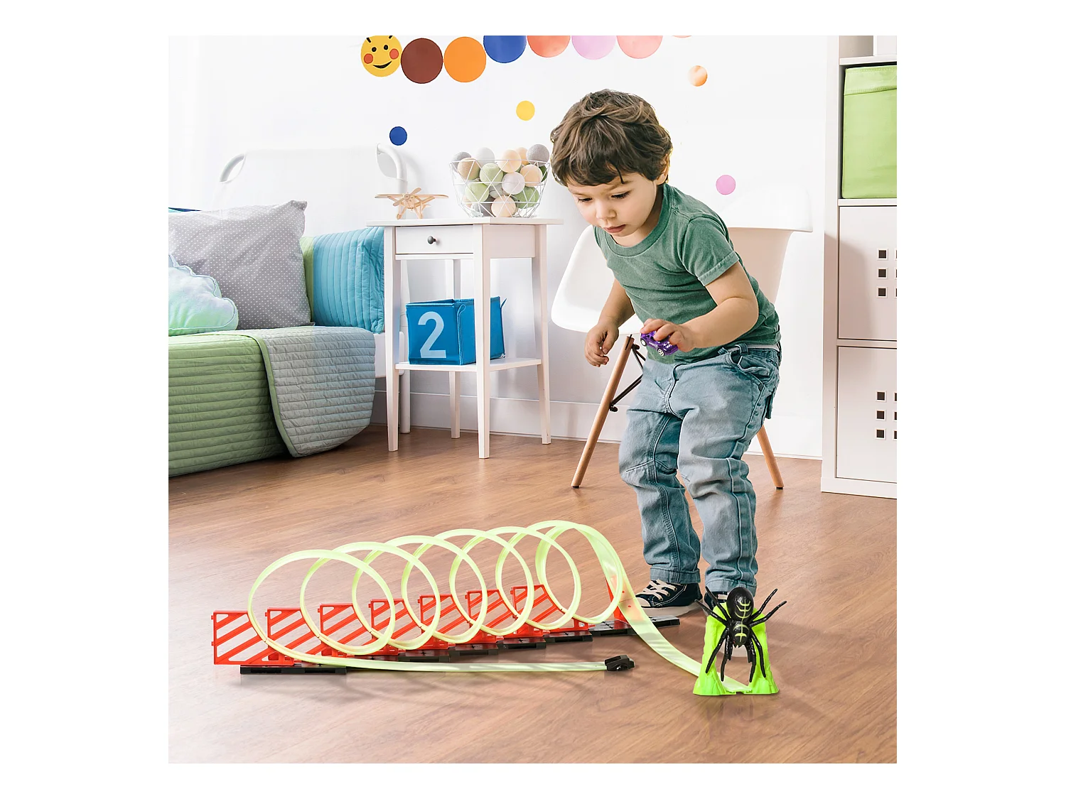 Pista macchinine per bambini 3-6 anni con effetti luminosi
