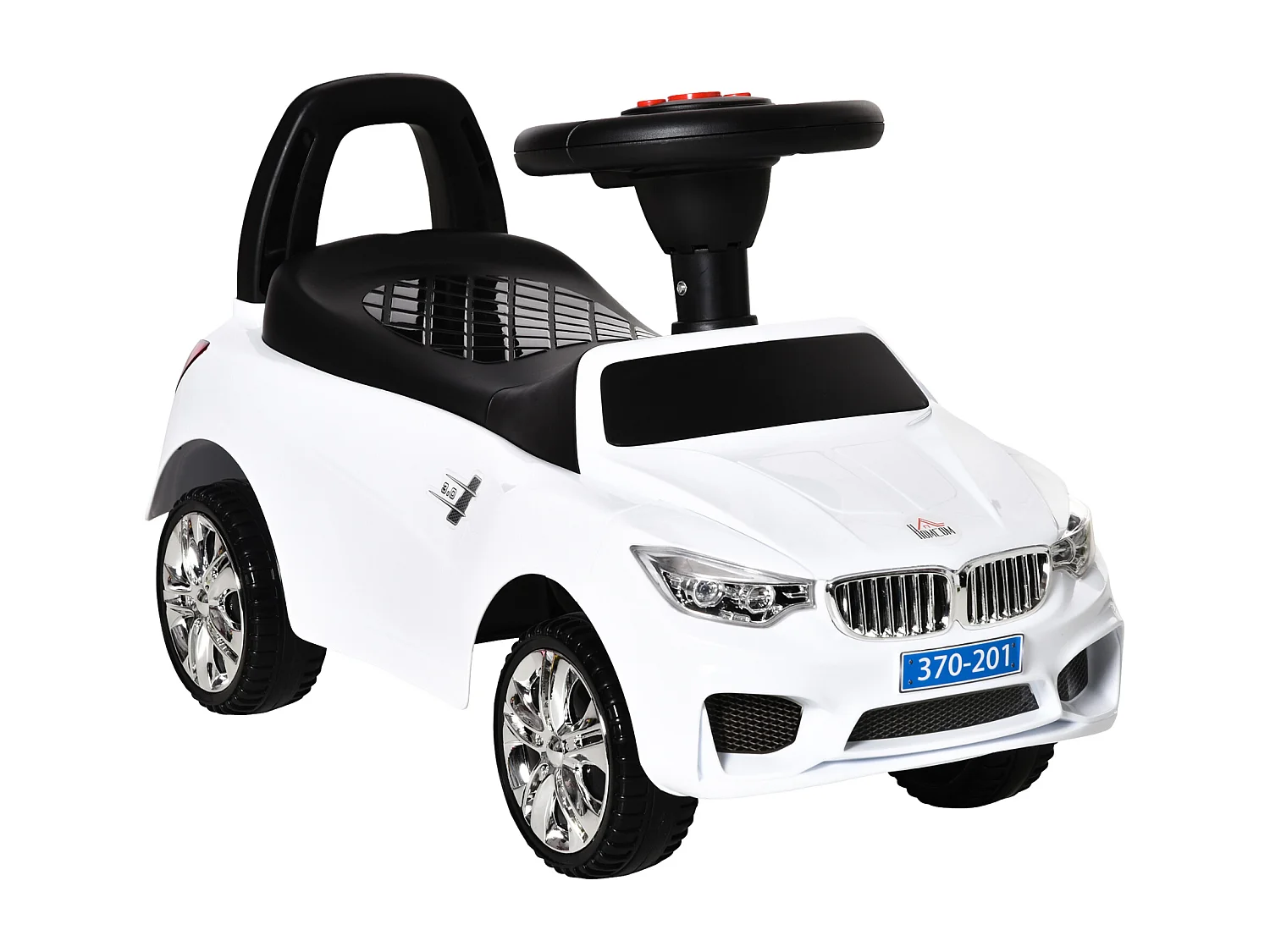 Macchina cavalcabile per bambini 18-36 mesi con volante e fari bianco