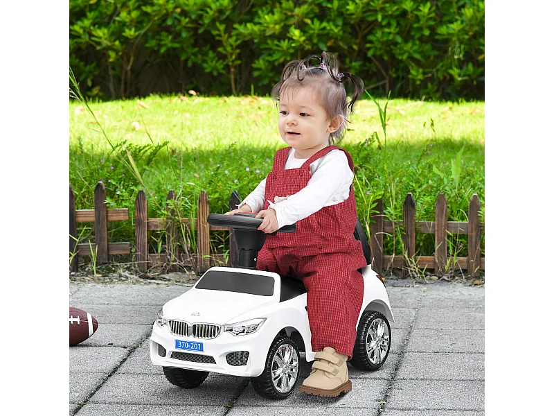 Macchina cavalcabile per bambini 18-36 mesi con volante e fari bianco
