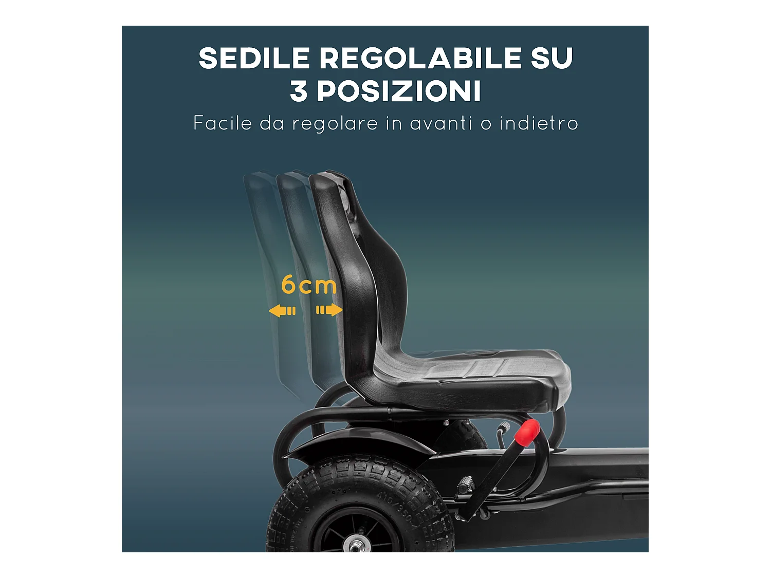 Go vart a pedali per bambini 5-12 anni in plastica e metallo nero